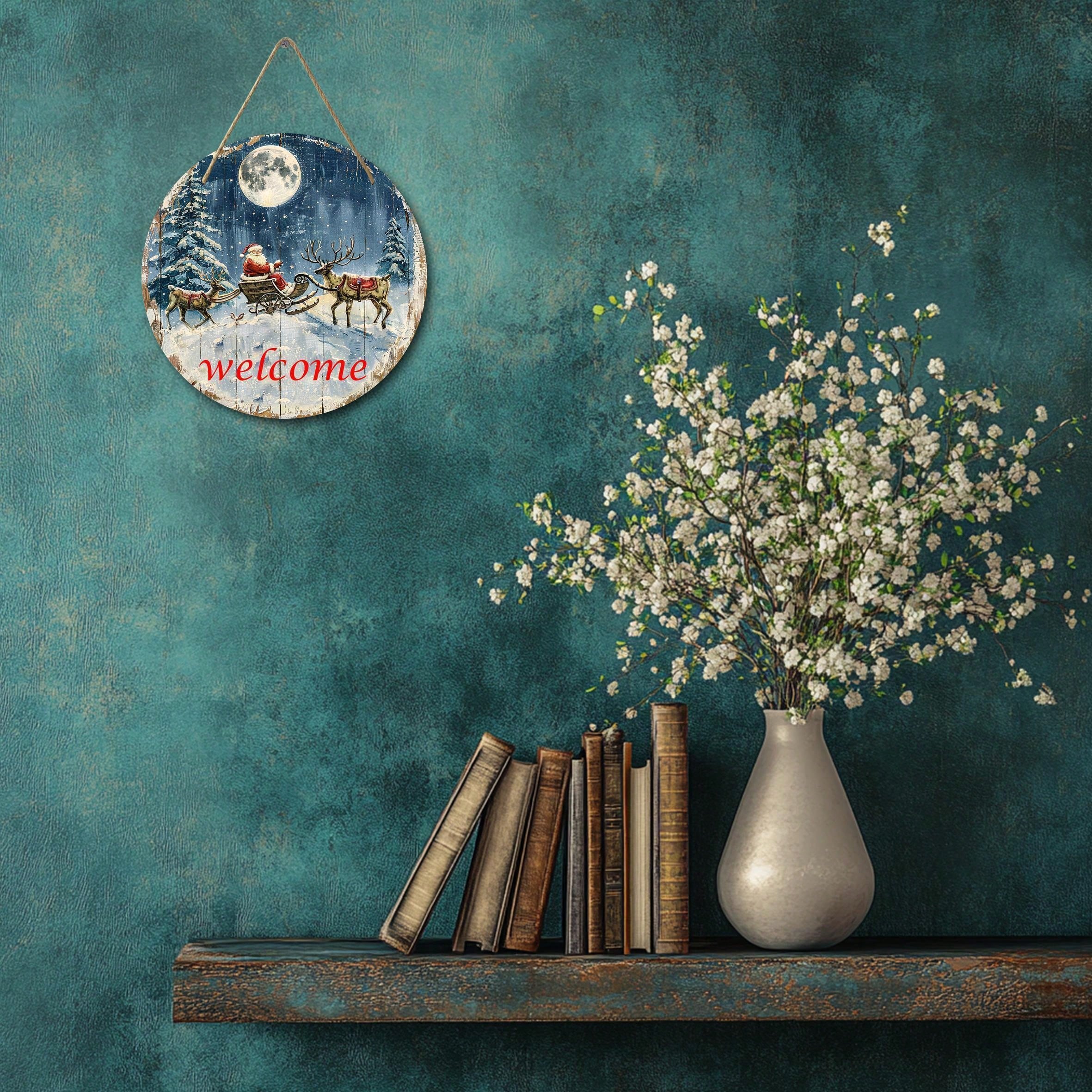 Weihnachtslogo mit Weihnachtsmann und Schneemann, Geschenkanhänger-Design, Dekoration für Haustür und Fenster, geeignet für Weihnachten, Weihnachtswanddekoration, Weihnachtsdekoration_voghion.com