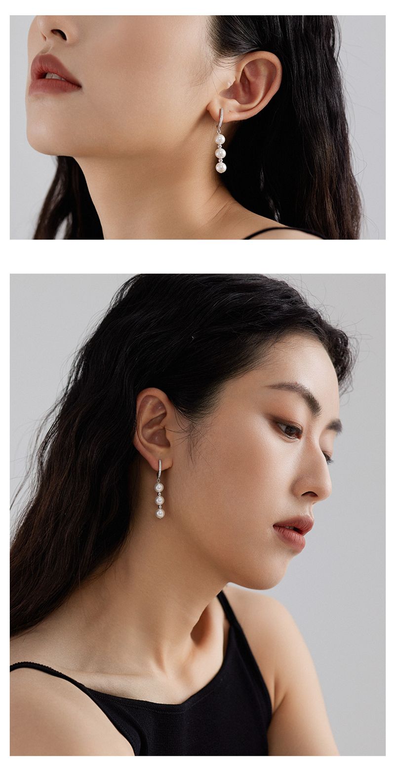 Orecchini di perle sterg ganci per le orecchie leggeri 7mm conchiglia bianca perla argento gioielli_voghion.com