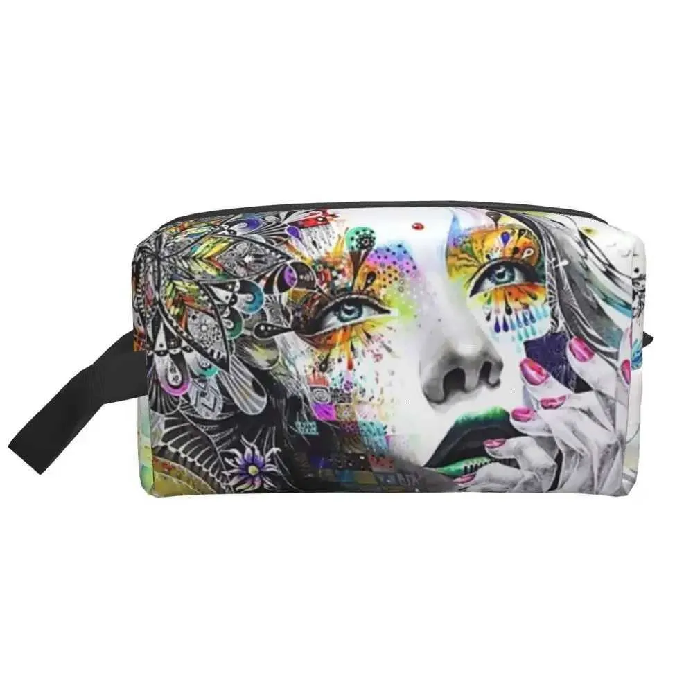 Trousse de toilette de voyage motif graffitis Banksy, princesse urbaine, trousse de toilette pour maquillage, trousse de toilette pour femme, Y241023_voghion.com