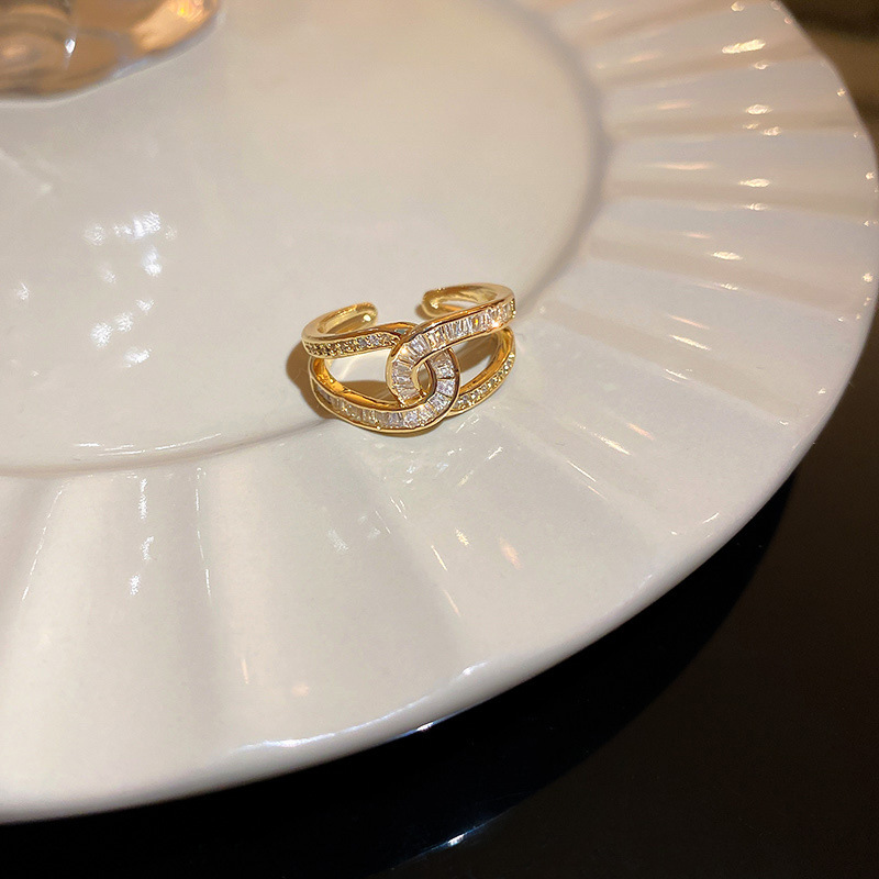 Real Gold Electroplated Zircon Heart Opening from South Korea Irregular Pearl Index Finger Ring Fashion and Elegant_voghion.com
