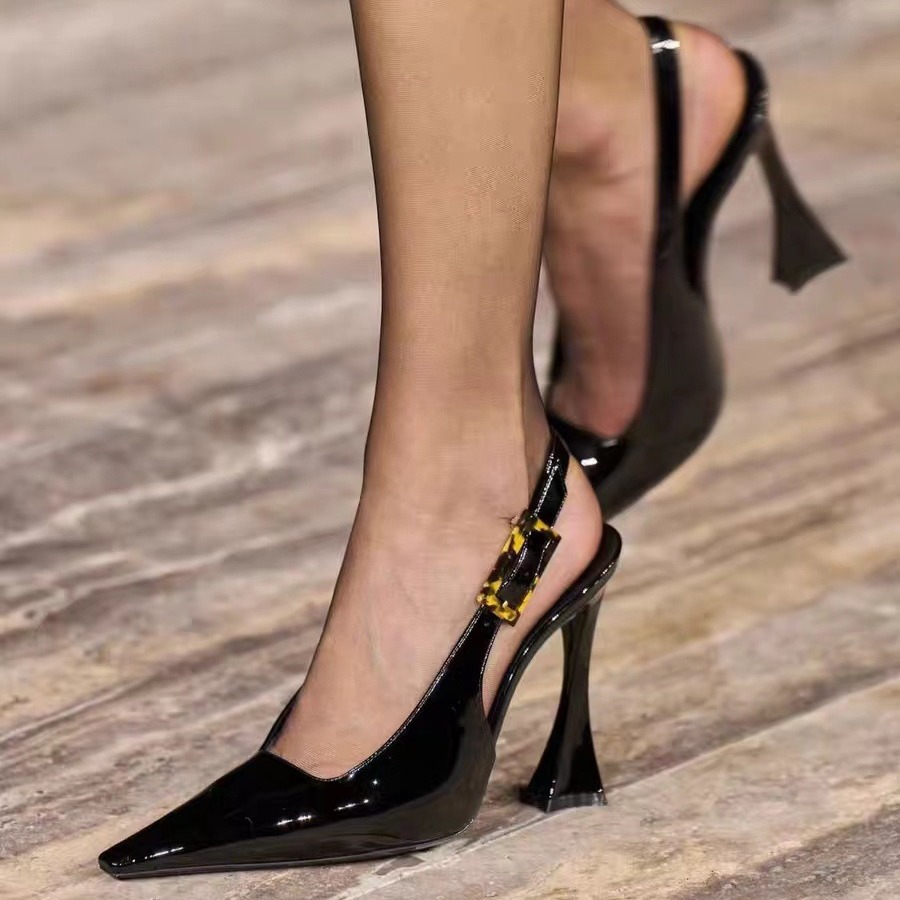 Park Caiying – sandales à bout rose pour femmes, chaussures vides à bout pointu, en cuir verni, talons aiguilles sexy, nouvelle collection printemps 2024