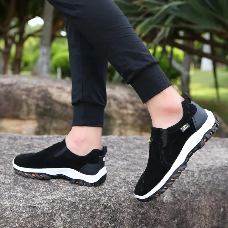 Baskets décontractées pour hommes, chaussures de marche en plein air, mocassins d'automne à enfiler en cuir suédé, grande taille 48 49 50_voghion.com