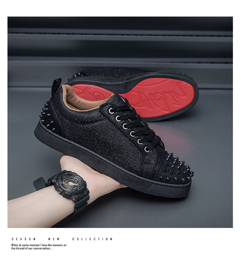Red Sole Casual Rivets Plate Personality Fashion Trend Men's Shoes_voghion.com