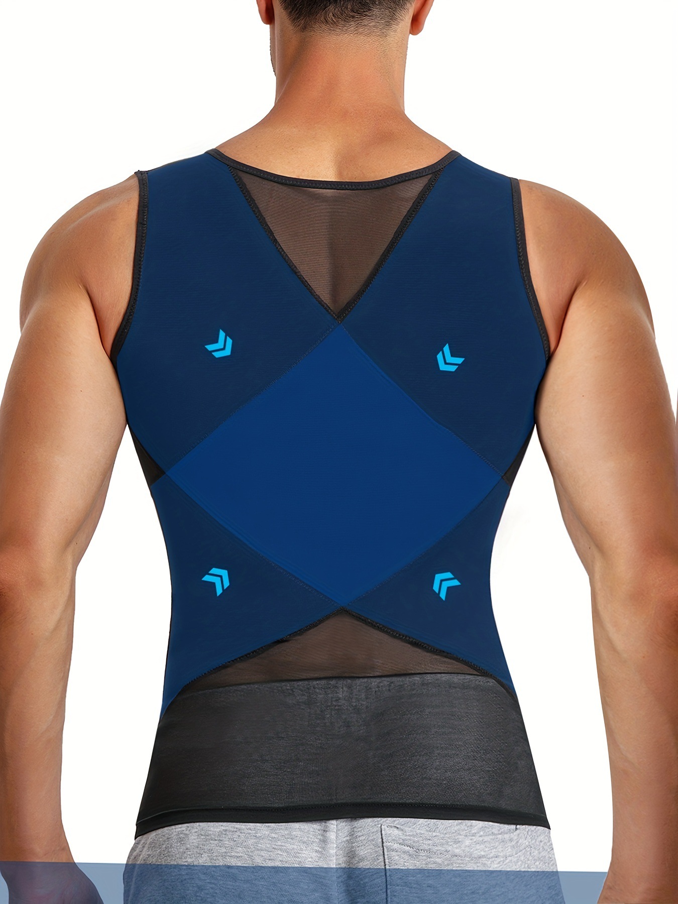 men's clothing vest mesh breathable waist shaping back and abdomen fitness training body shaping vest elastic tights_voghion.com