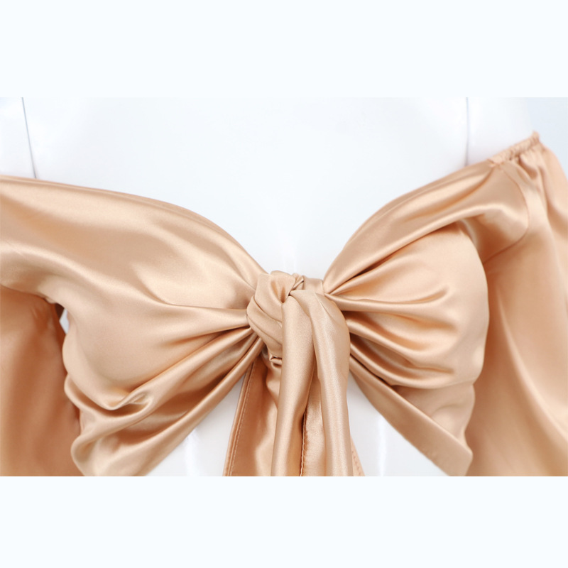 Canotta da donna con scollo a V e nodo di coniglio, senza spalline, a maniche lunghe, sexy, con spalle scoperte, colorata, estiva 2025_voghion.com