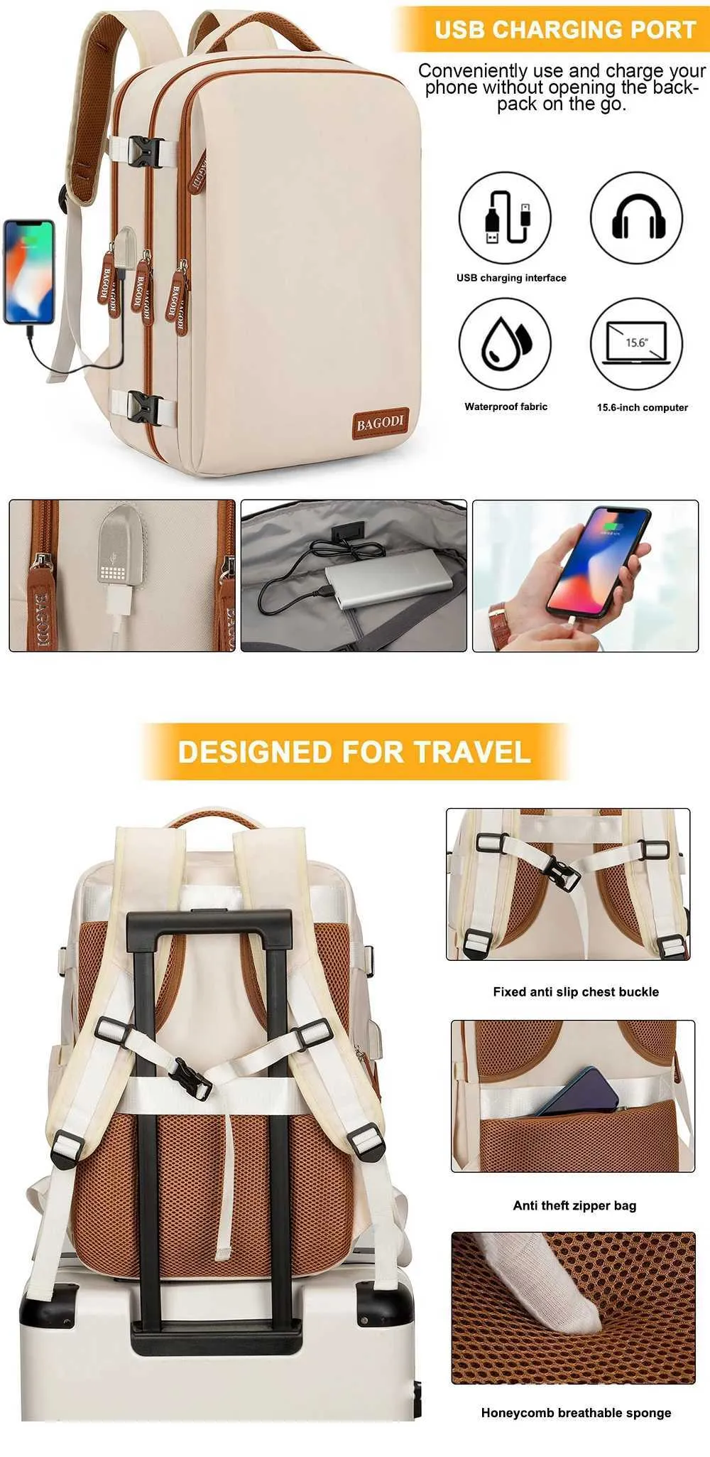 Sac d'avion Geestock Ryanair Cabin 45x20x30 Business Travel pour Easyjet Sac à dos pour ordinateur portable étanche Schoolba241107_voghion.com