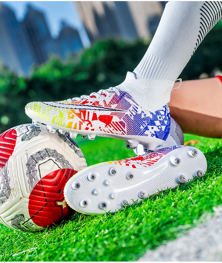 Cleats Men Soccer Shoes Football Boots Grass Training Match Sneakers Ultralight Non-Slip Long Spikes Unisex_voghion.com