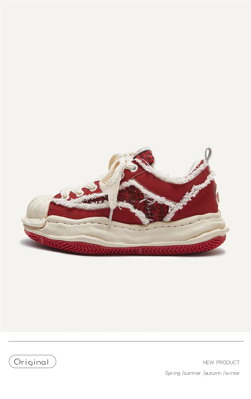 Modische Running Schuhe Für Damen Und Herren Mit Dicker Sohle Rot_voghion.com