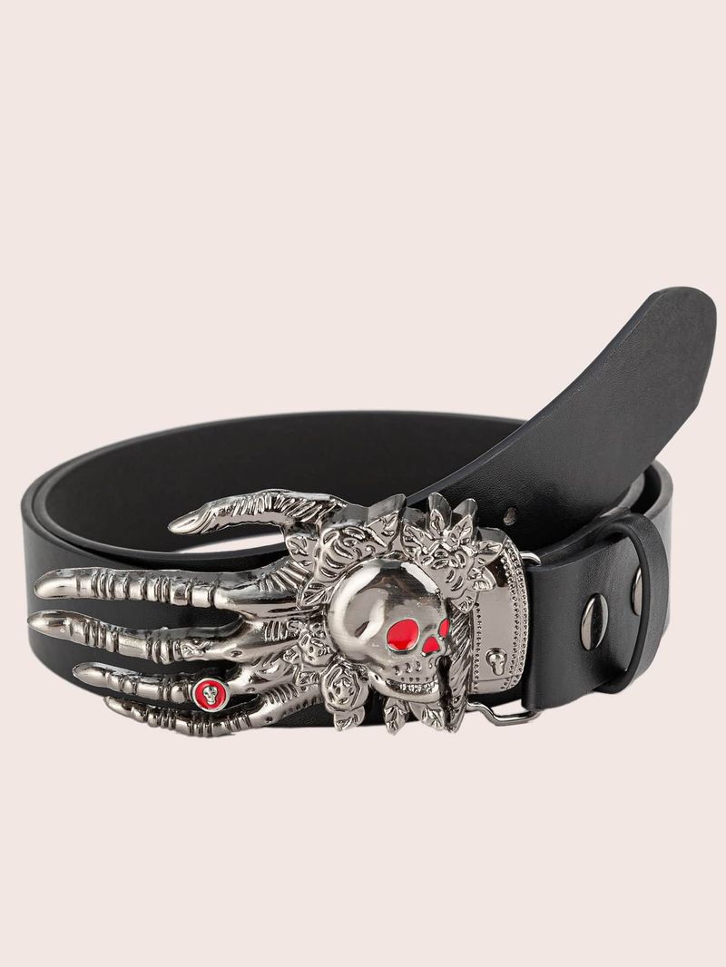 Ceinture en cuir gothique punk Y2k pour hommes et femmes, boucle en métal, sangle de taille, styliste, pantalon en jean, décorative_voghion.com