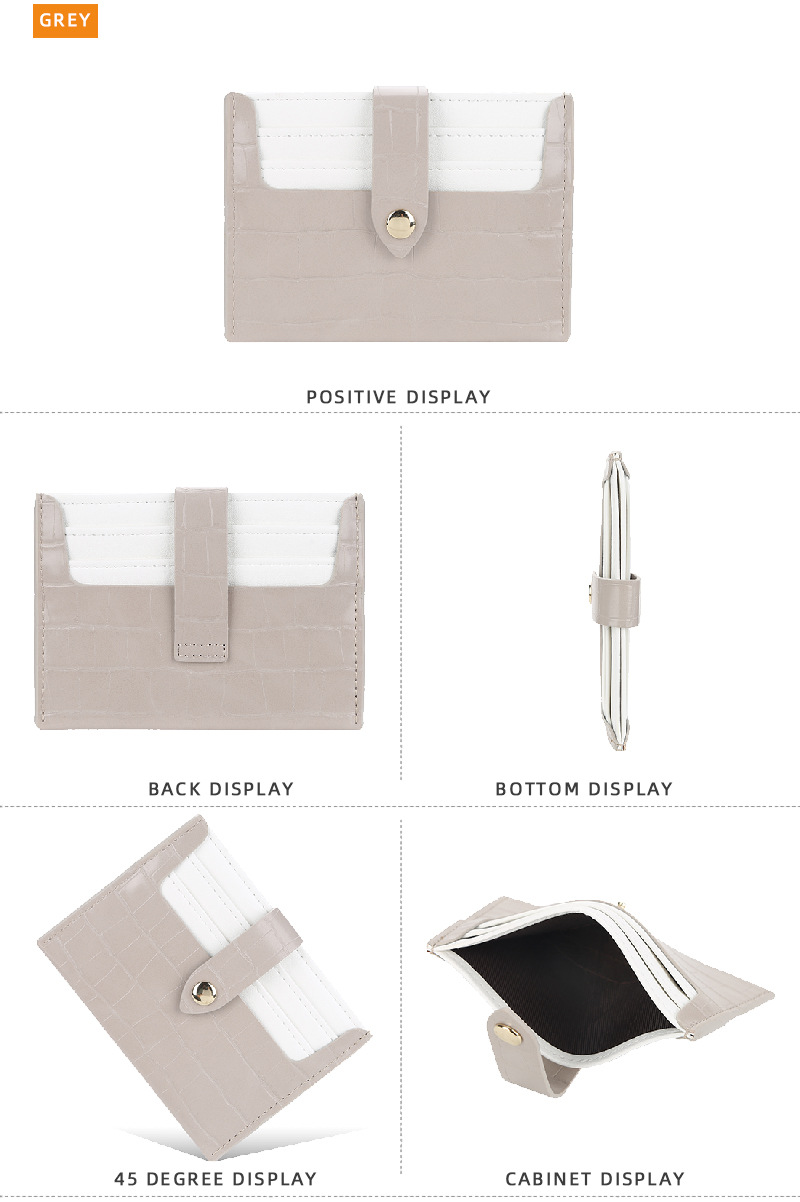 Baellerry Card Holder Women's New Crocodile Pattern Multi Card Slot Thin Buckle Card Holder Color Matching Mini Credit Card Holder_voghion.com