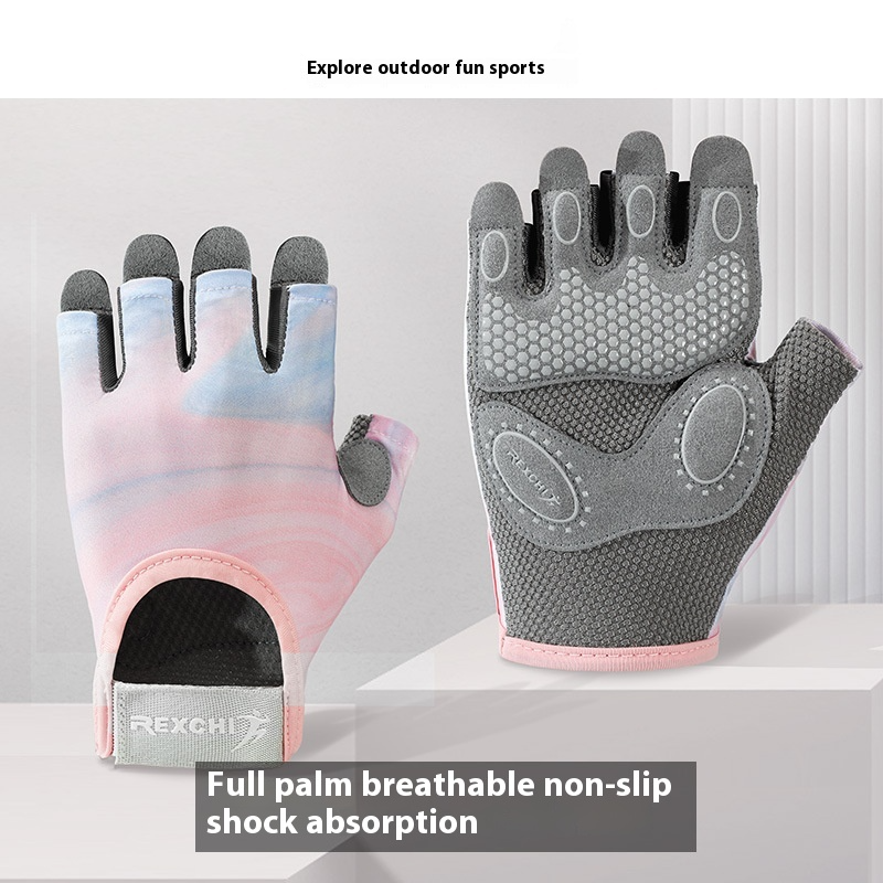 Sports Riding Half Finger Bike Wear resistant and Anti slip Silicone Shock Absorbing Fiess Gloves_voghion.com