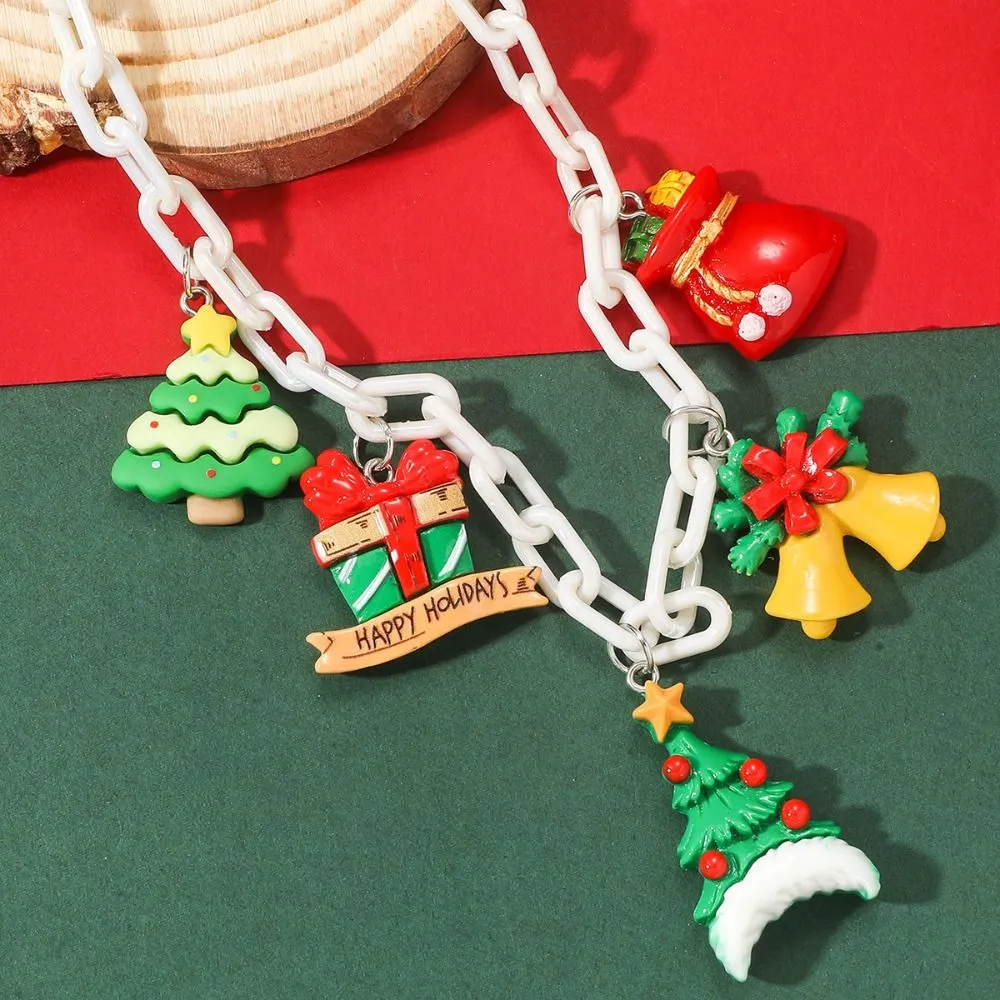 Ketten Santa Weihnachten Acryl Halskette Glocke Box Weihnachten Schlüsselbein Kette Lebkuchenmann Schmuck Zubehör Cartoon Anhänger_voghion.com