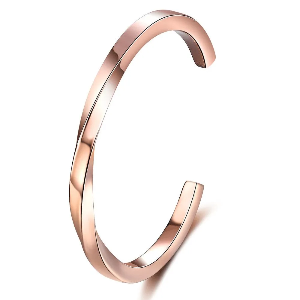 4 Farben Neue echte vergoldete Twist Titan Edelstahl Damen Manschette Armreif Armband Armreifen Schmuck Geschenke für_voghion.com
