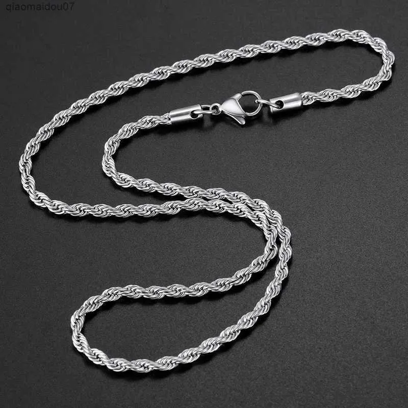 Colliers pendentifs à bas prix largeur 3MM chaîne torsadée en acier inoxydable 316L collier à maillons pour hommes et femmes cadeau de mode_voghion.com