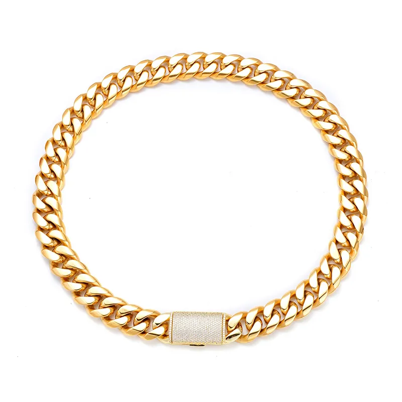 Miami kubai link designer férfi karkötő 12 mm-es és 14 mm-es széles arany lánc mikroberakásos moissanit gyémánttal csatban rapper csípődíszítéssel_voghion.com