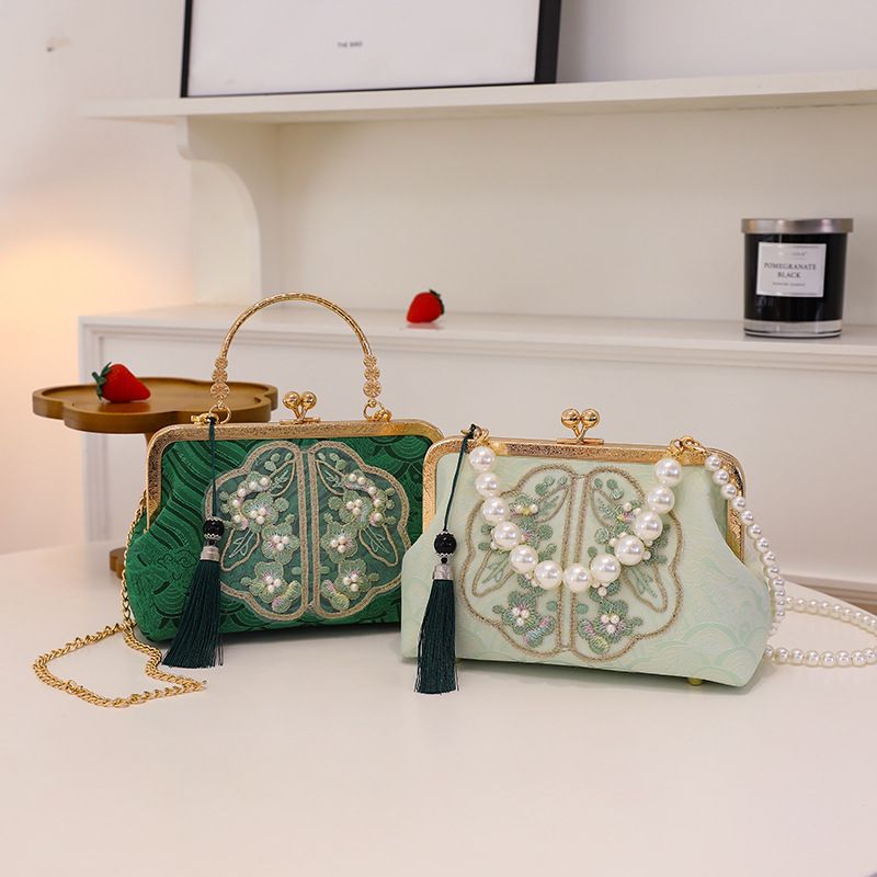 Piccola borsa a tracolla fresca da donna cheongsam con perle ricamate_voghion.com