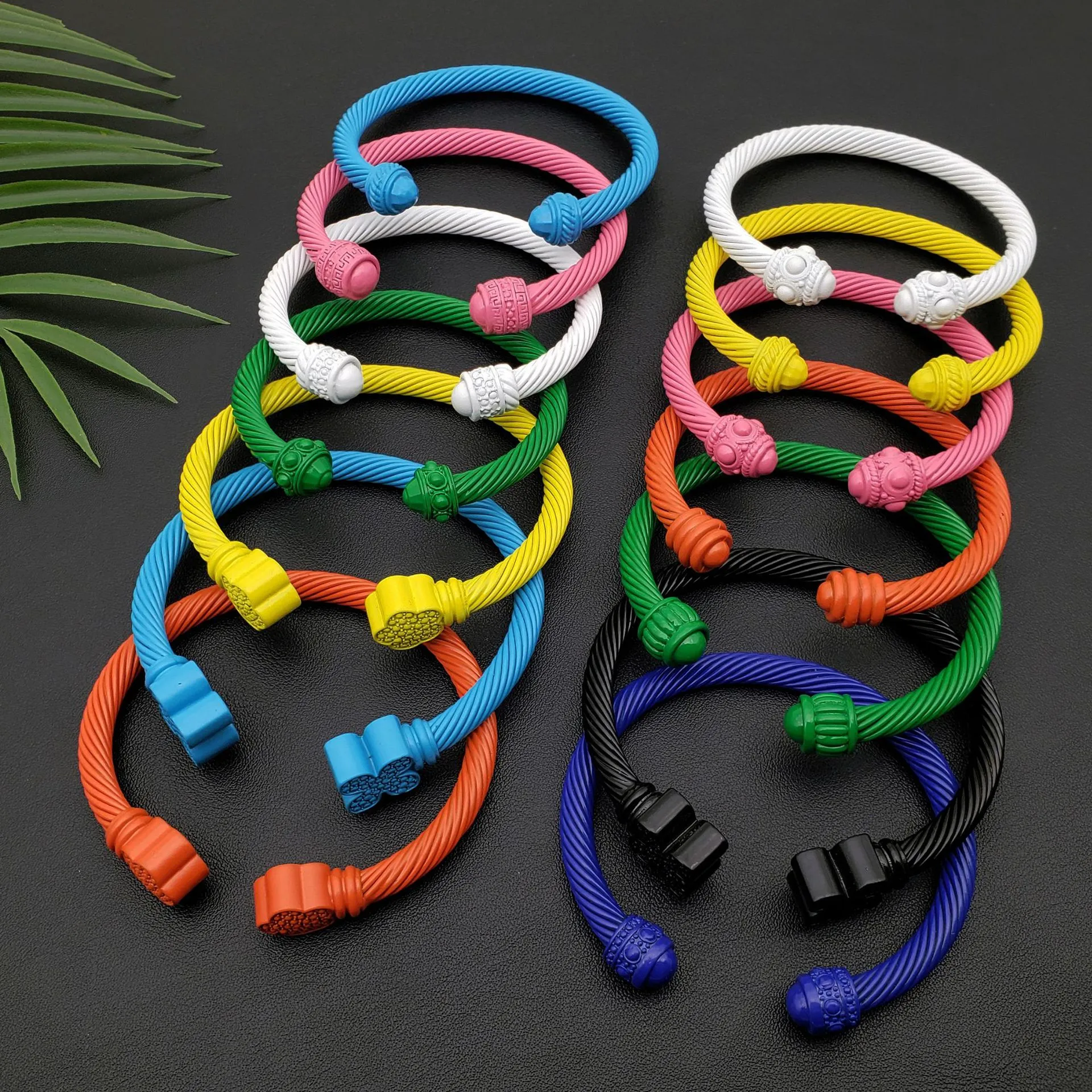 Colorful Enamel Cable Wire Bangle Bracelet For Women Designer Style_voghion.com