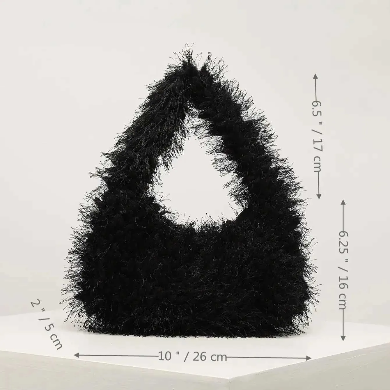 y2K plush shoulder solid color crescent simple all-in-one underarm bag lovely ladies purseC241106_voghion.com