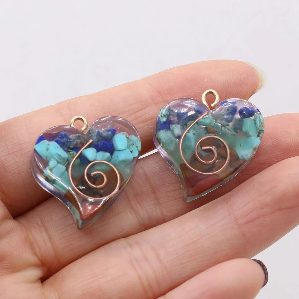 Hartvormige hars edelsteen bedel 7 chakra sieraden onderdeel_voghion.com