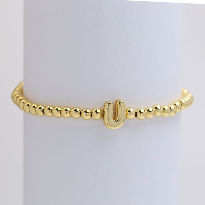 Copper Beaded Plating Letter Bracelets_voghion.com