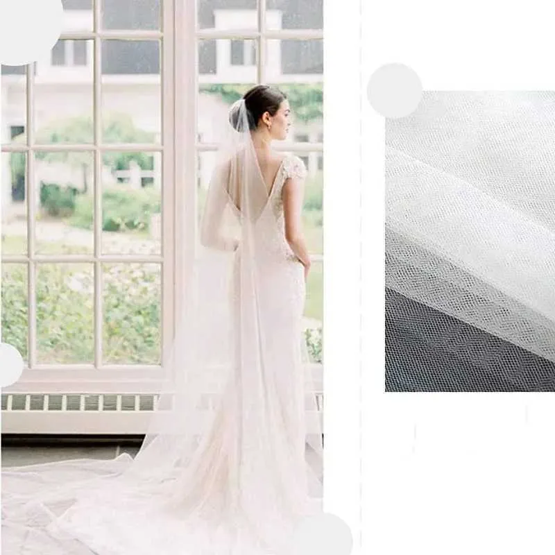Bijoux de mariage mariée longue cathédrale longueur voile souple mariée cheveux robe avec peigne 2T 118 pouces pour femmes et_voghion.com