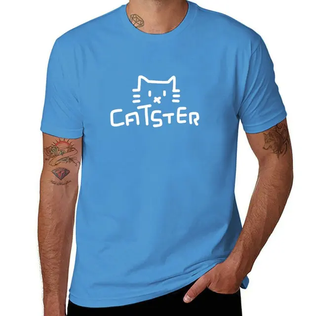 Catster Meow: Svart katt och mönster T-shirt snabbtorkande toppar söta kläder enfärgade vita t-shirts herr_voghion.com