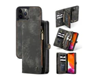 2 In 1 Detachable Leather Zipper Wallet Case For Iphone 12/iphone 12 Pro-Black_voghion.com