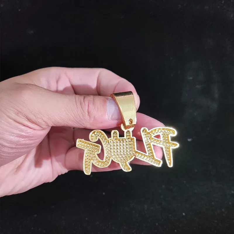Colliers pendentifs hommes femmes Hip Hop PLUG collier lettre avec chaîne cubaine en cristal de 13 mm HipHop Iced Out Bling Fashion_voghion.com