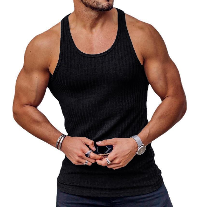 men's clothing new summer knitted solid color fitness sports slim fit vest men's clothing_voghion.com