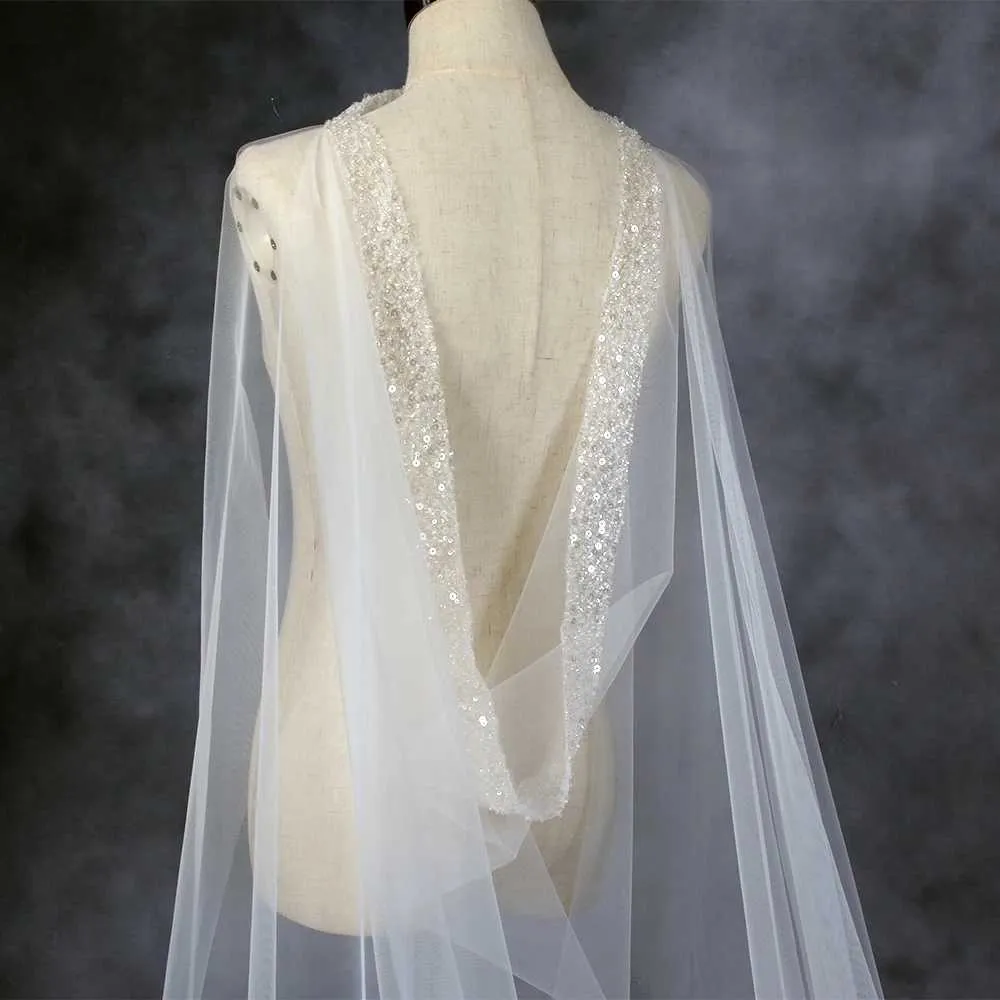 Haarsieraden Dames Lange Bolero Cape Sluier Bruidssjaals Jurk Zachte Tule Dekkingen Schouders Bruiloft Accessoires Voor Bruid_voghion.com