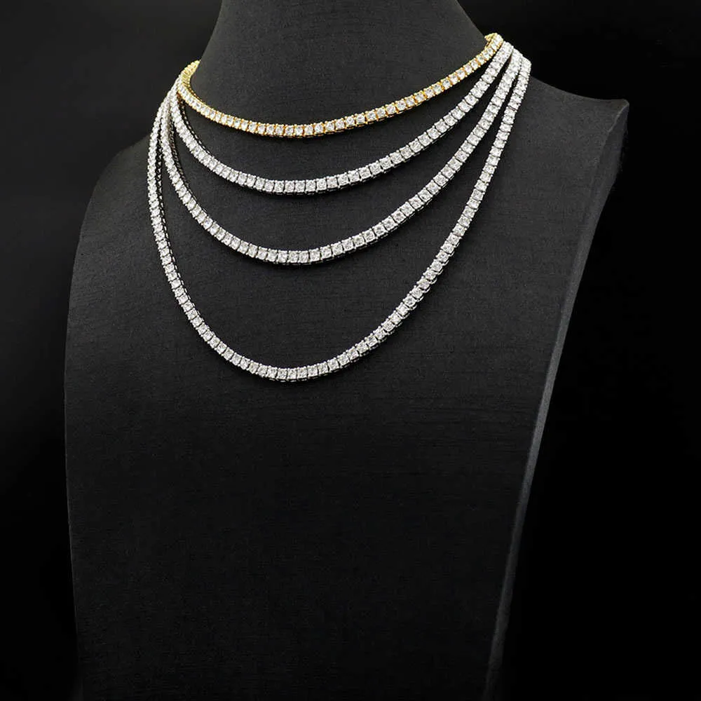 Collier hip-hop à une rangée 3 mm 4 5 mm chaîne de tennis en diamant pour hommes et femmes Bijoux de chaîne de tennis_voghion.com