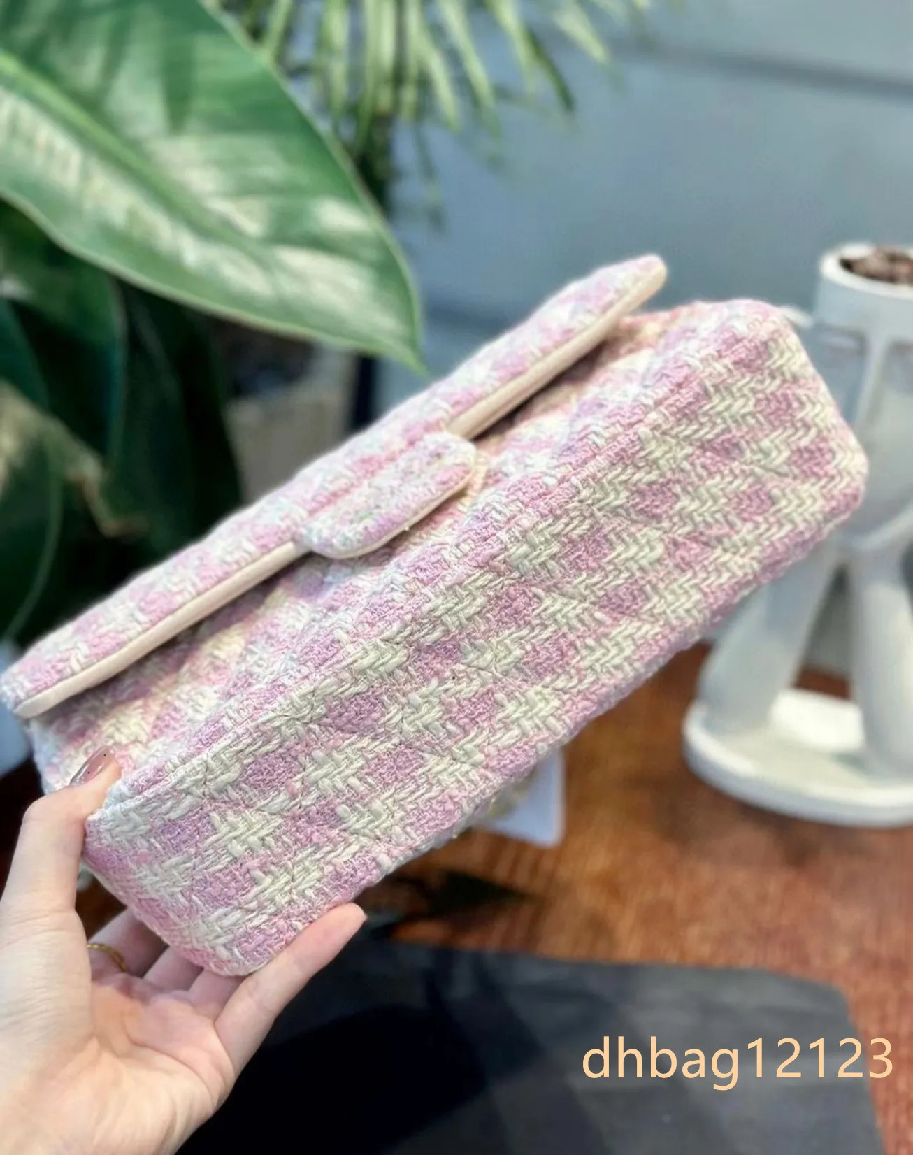 Gestrickte Tweed Designer Flip Gold Hardware Abnehmbare Matelasse Kette Gewebte Handtasche Schulter Umhängetasche Geldbörse_voghion.com