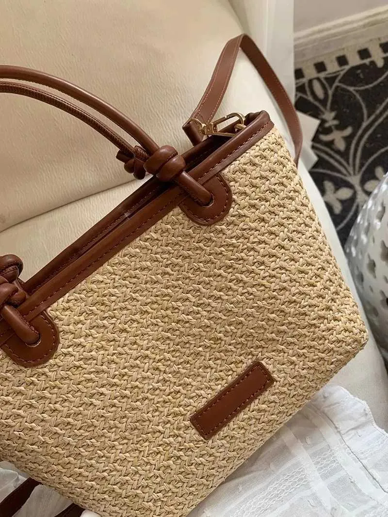 Nuovo Str Woven Crossbody per le donne 2024 Rattan Vacation Bucket Shoulder Bags Summer Seaside Beach Handheld_voghion.com