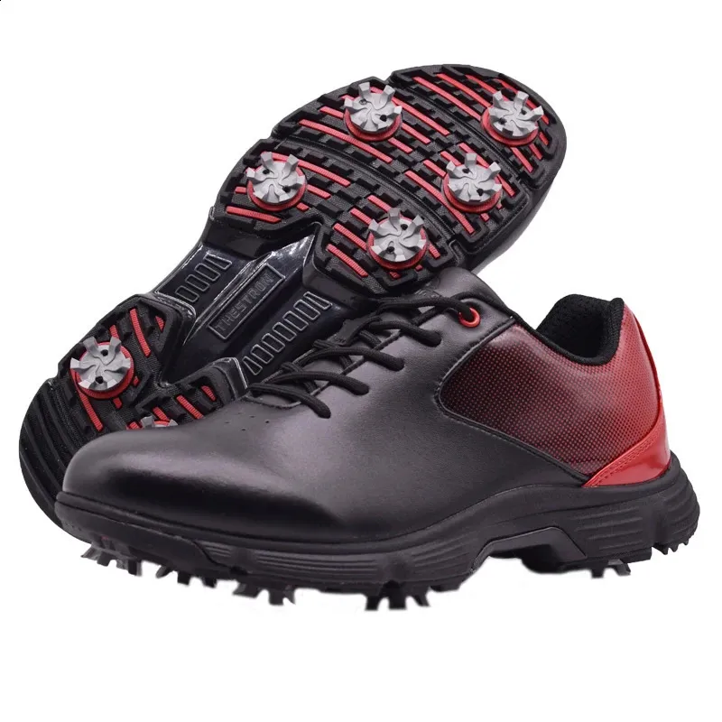 Men's Professional Golf Shoes - Waterproof, Spikes. Black And White Trainers In Big Sizes._voghion.com