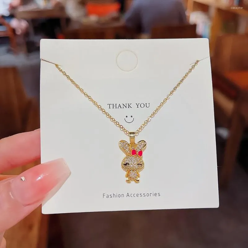 Collares colgantes, collar con dijes micro pavimentados, joyería de acero inoxidable para mujer, exquisita gargantilla de circonita roja, regalos de cumpleaños_voghion.com