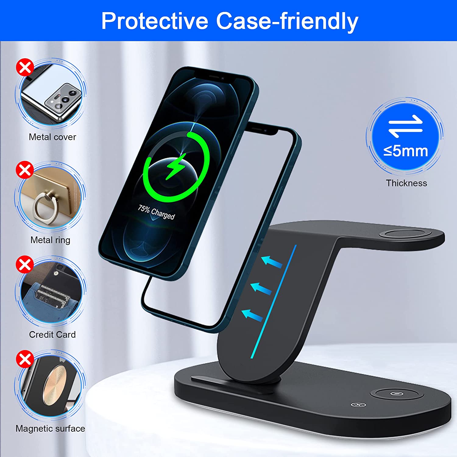 3 an 1 Kabellos Ladestatioun fir Samsung S23/S22/S21/S20/ Schnellladung fir Galaxy Watch5Pro4 3 Classic Active 2 LTE Buds Pro_voghion.com