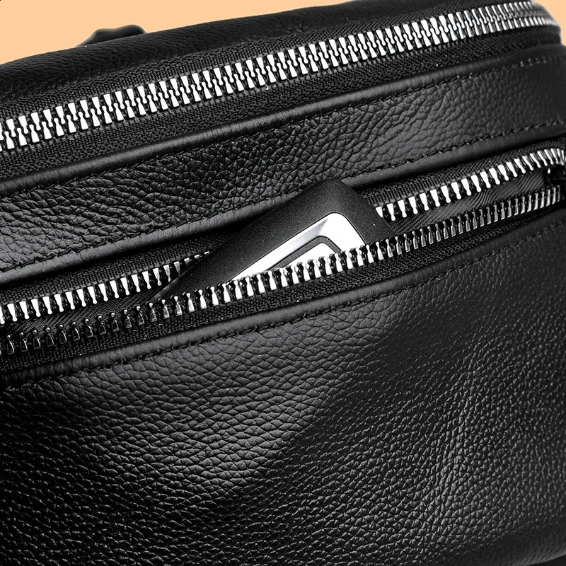 VC Paprasta Juoda Vyriška Natūralios Odos Juosmens Kuprinė Lengva Sportinė Juosmens Kuprinė Vyrams Diržo Maišelis Telefonui Krūtinės Krepšiai Vyrams Mažas_voghion.com