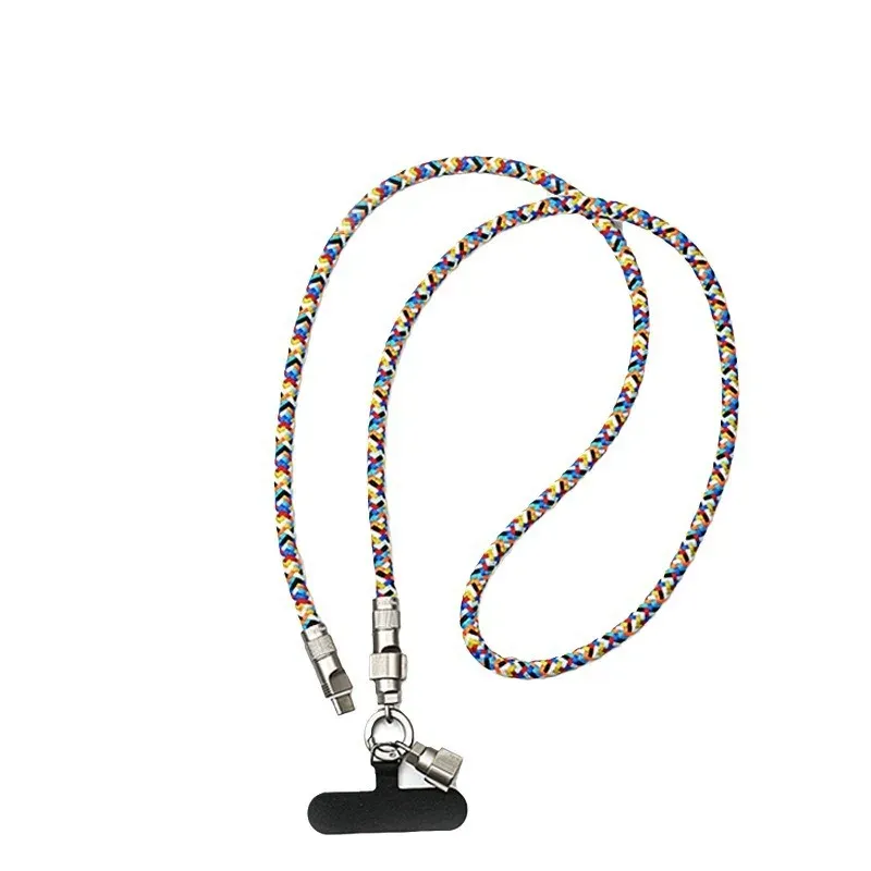 USB Charging 2-in-1 Type C Anti-Lost Rope Braided Lanyard PD 100W Fast Data Cable For Iphone15 Samsung_voghion.com