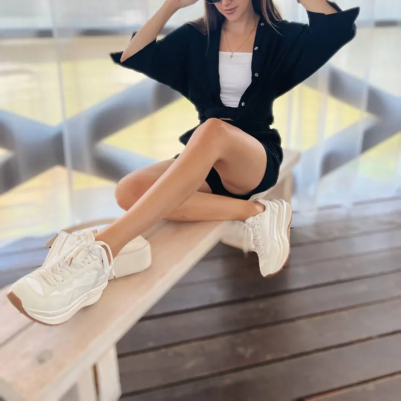 BeauToday Casual Sneakers Damen Kuh Wildleder Kunstleder Patchwork Mischfarben Schnürschuhe Runde Zehen Damen Waffel_voghion.com