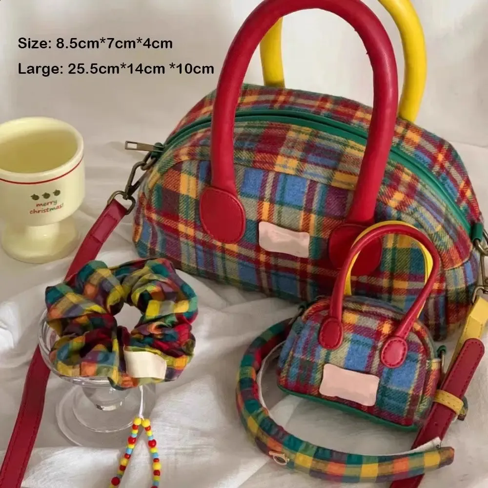Handtasche, Schultertasche, Umhängetasche, Retro-Plaid-Kopfhörer, kleine Weihnachts-Geldbörse, Geschenk für Mama 240912_voghion.com