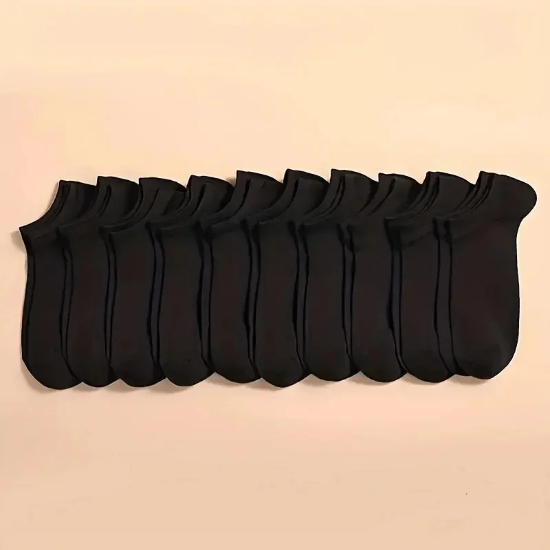 Calcetines largos para hombre, lisos, ligeros, de corte bajo, holgados, en blanco y negro, en gris, talla 10/20/40 (241108)_voghion.com