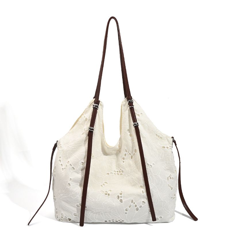 Nischendesign bestickte Canvas-Einkaufstasche mit großer Kapazität Sommer, neue Einkaufstasche für den Urlaub,_voghion.com