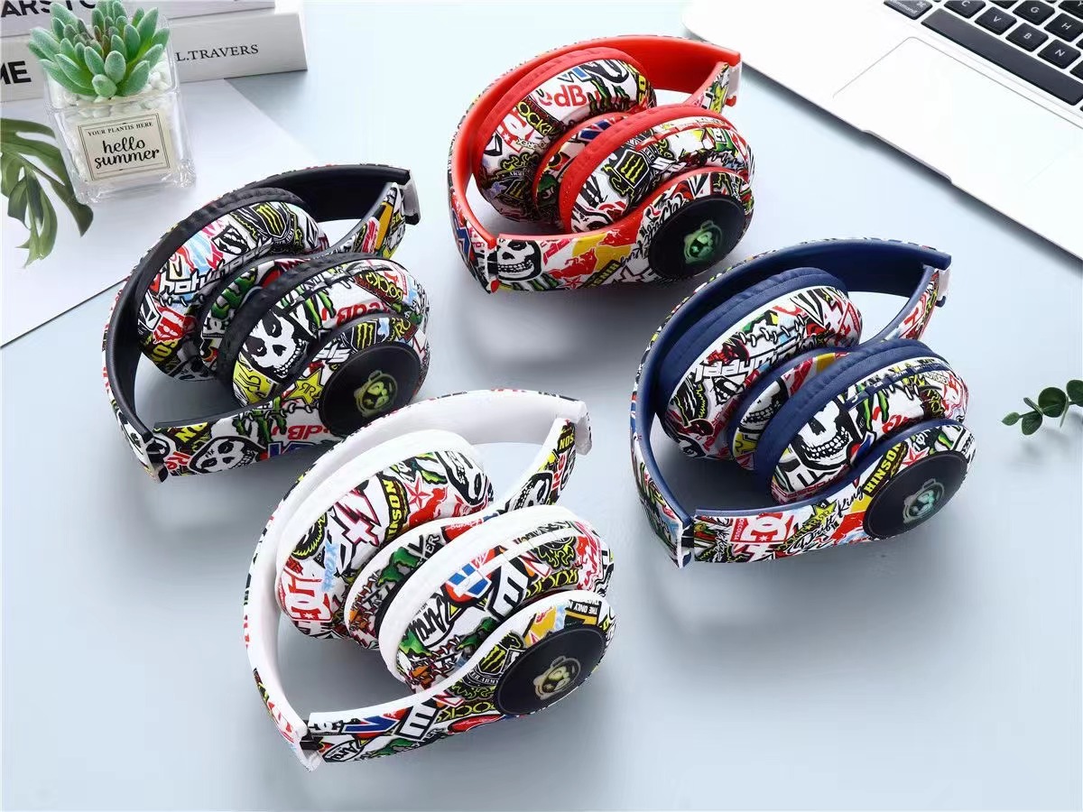 Cuffie auricolari Bluetooth XX-1102 Graffiti economiche Cuffie over-ear Cuffie da gioco per PC wireless_voghion.com
