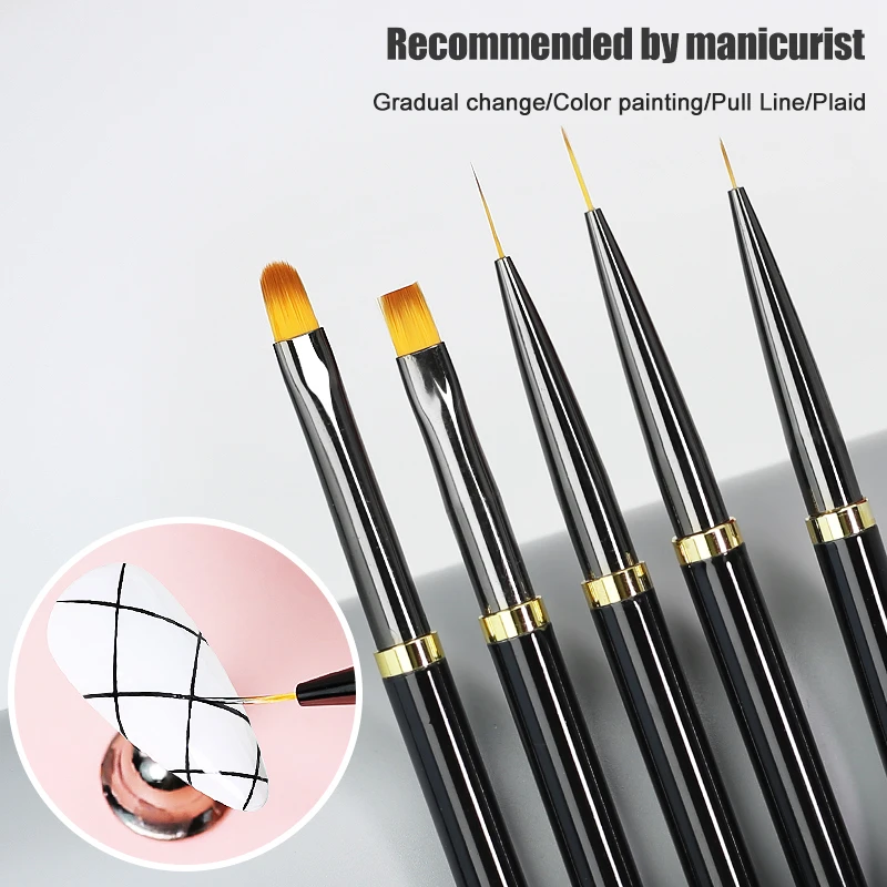 Arte Clavo Pennello per gel UV per unghie French Stripe Liner Pen Manicure Ultra-sottile Disegno a tratteggio Nail art Acrilico UV Gel Polish Dot Brushes