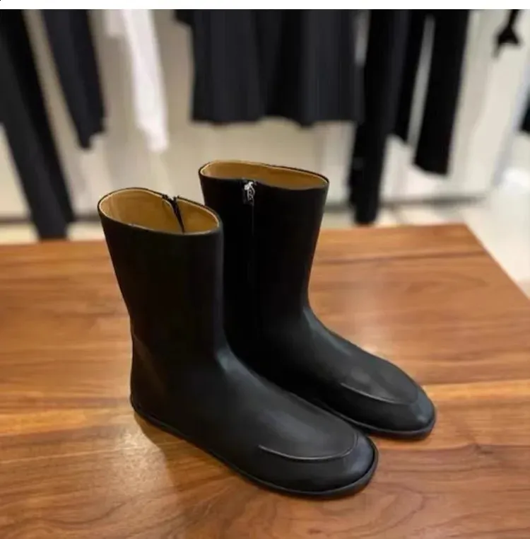 Damen Stiefeletten Aus Echtleder Flache Winter Knight Boots_voghion.com