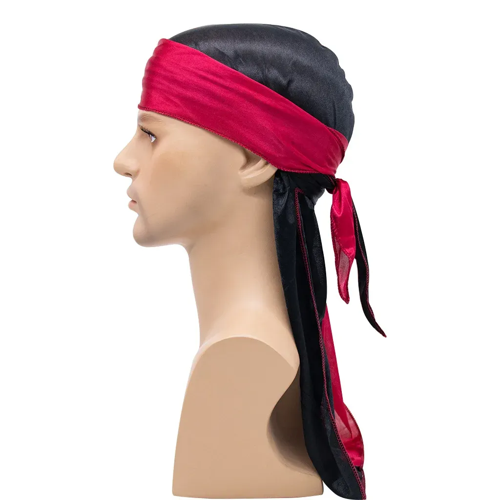Pirate Cap Long Tail Headwraps for Men and Women Silky Durag Hip Hop Rapper Doo Rag Sleep Hat Bandana Hombre_voghion.com