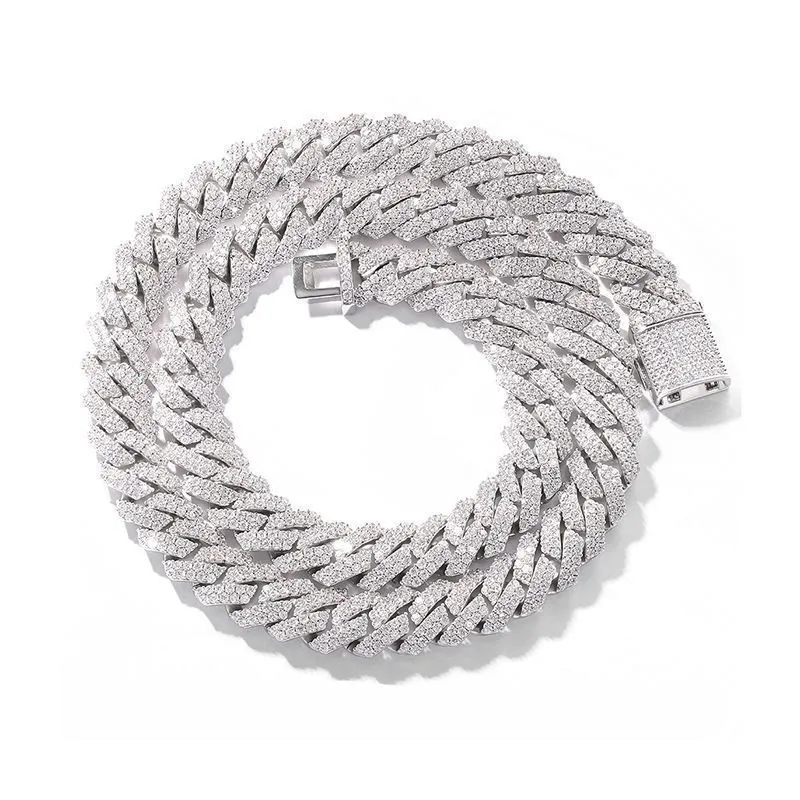 Choker Halskette Anhänger Halsketten Designer für Männer Edler Schmuck Hiphop Zirkon 14mm Silber Cuban Link Miami Kette_voghion.com