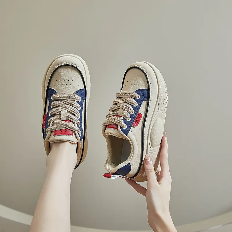 Thick Soled Shallow Low Cut Dad with Mesh for Comfortable Breathability Minimalist and Versatile Casual Board Shoes_voghion.com