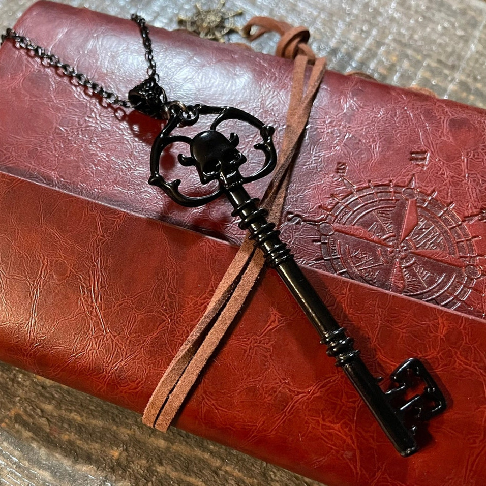 Necklaces Gothic black skull key necklace Mysterious necklace_voghion.com