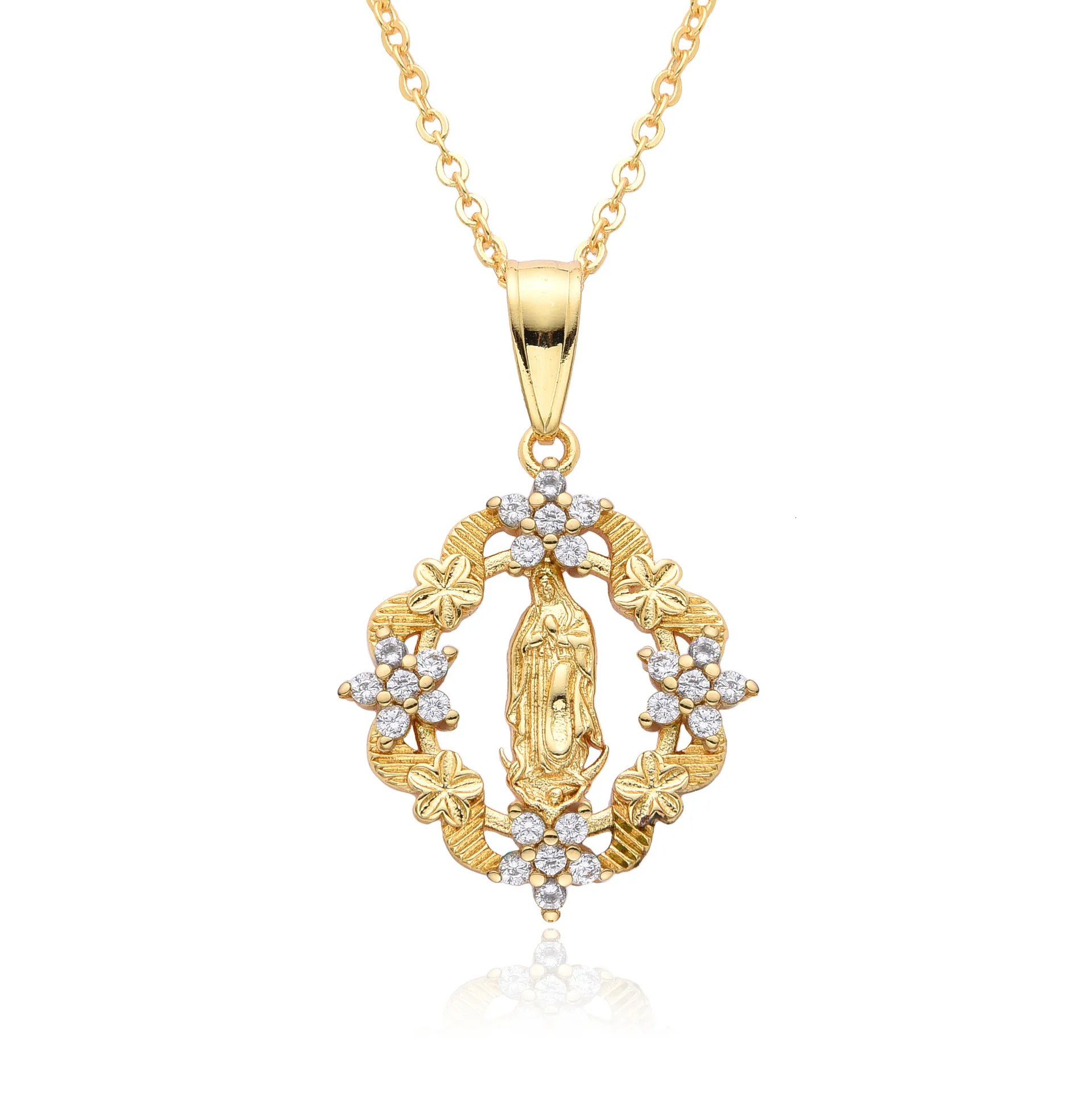 Necklace Designer Jewelry Woman Cross Border Hot Selling Europe And America, Belief In The Virgin Mary Flower Necklace,_voghion.com